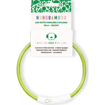Obojek pro psa Huhubamboo LED svítící obojek z nylonu zelený 45 cm
