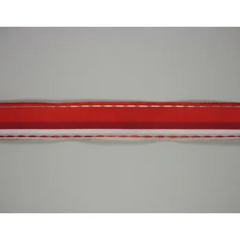 Stuha Plátnová stuha se vzorem, monofilem a drátem, 25mm, červená