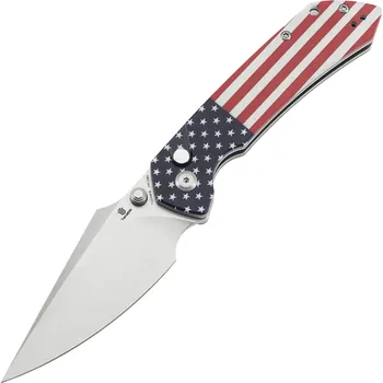 kapesní nůž Tenable Knives Fenrir Stonewashed 14C28N, Jade G10+ Americká vlajka potisk