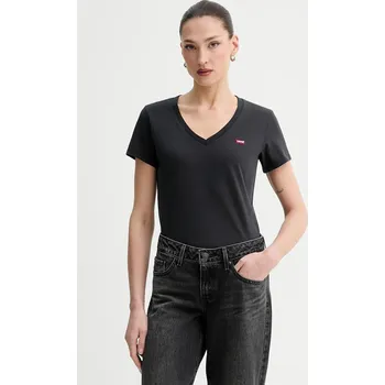 Pánská móda Bavlněné tričko Levi's PERFECT VNECK 2-pack 004AN černá 99X, vel. XS