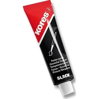 Vodová barva Kores Temperas černá barva v tubě 12 ml