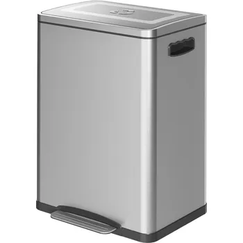Odpadkový koš HOMCOM Odpadkový koš, odpadkový koš s víkem a nožním pedálem, nerez, 2x 20 litrů, stříbrný