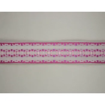 Stuha Plátnová stuha se vzorem a drátem 25 mm, růžová