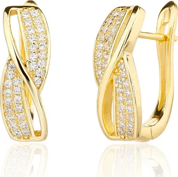 Náušnice Bealio BEALIO 13832 Stříbrné náušnice ELEGANTNÍ KŘIVKA zlacené 03-13832-3884