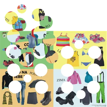 Doplněk pro dětské hřiště ROČNÍ OBDOBÍ - oblečení MAX - skládačka 24 koleček s magnetem