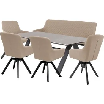 Zahradní nábytek Doppler NOVA PARIS otočná mocca – luxusní zahradní souprava s lavicí 4+1+1