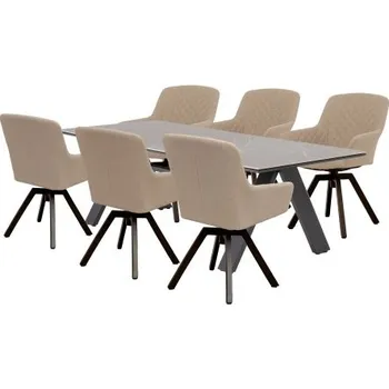 Zahradní nábytek Doppler NOVA PARIS otočné mocca – luxusní zahradní souprava 6+1