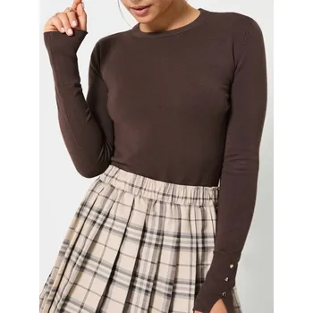 Dámský svetr Sinsay - Svetr s dekorativními knoflíky - hnědá - 384EU-98X - 384EU-98X-XS