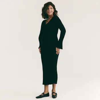 Dámské šaty Reserved - Žebrované šaty z viskózy - černý - 487IY-99X - 487IY-99X-M