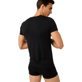 Pánské tričko Vamp Micromodal s výstřihem do V 22852 black velikost M