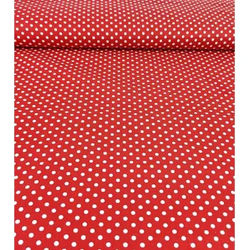 Bavlněná látka puntíky červené 6 mm plátno 140cm | RTex