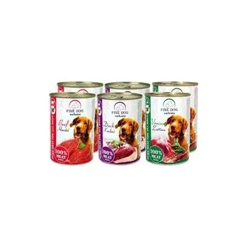 Krmivo pro psa FINE DOG Exclusive konzerva pro psy 100% masa MIX 6 x 400 g hovězí, kachna, zvěřina