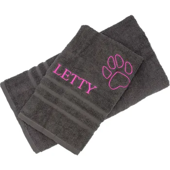 Pelíšek pro psa Pískací Potvůrky Ručník/osuška s výšivkou - tmavě šedá Barva výšivky: modrá, Velikost: Ručník 50 x 100 cm, Výšivka: Jméno