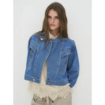 Dámský kabát Bunda Nu Denmark 8702-36 středně modrá džínová krátká Velikost: 38