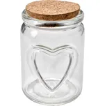 Skleněná úložná dóza se srdíčkem a korkovým víčkem Cori - Ø 7*10 cm 217687672