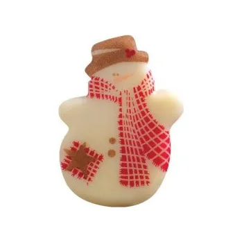 Jedlá dekorace na dort Pastry, s.r.o. PASTRY ČOKOLÁDOVÉ DEKORACE - SNĚHULÁK S ČERVENOU ŠÁLOU 16ks