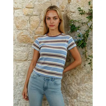 Dámské tričko Sinsay - Bavlněné pruhované tričko - hnědá - 628FG-82X - 628FG-82X-S