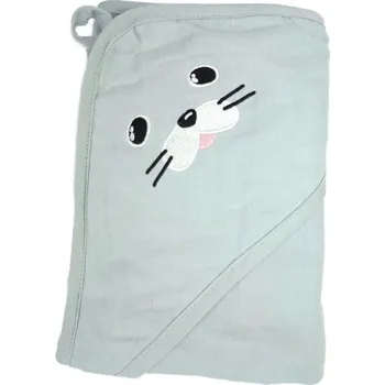 PREM Mušelínová osuška s kapucí 80x80 cm, světle šedá