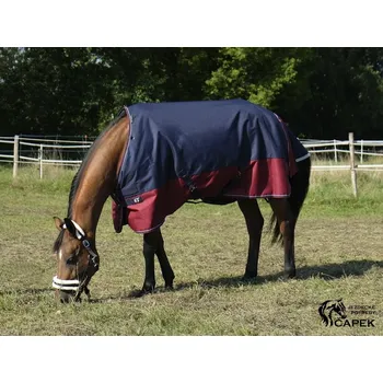 Deka pro koně Deka výběhová EquiTheme -TYREX 1200D 50G- - Tmavě modrá/Vínová - 125cm