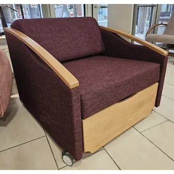 Křeslo Rozkládací křeslo SALZA WOOD 86 premium, látka Florida 06 fialová, dřevo catano, VÝPRODEJ expo