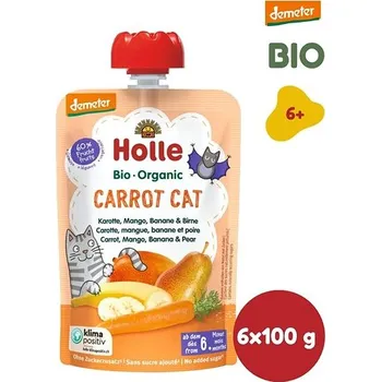 HOLLE Carrot Cat BIO pyré mrkev mango banán hruška 6× 100 g