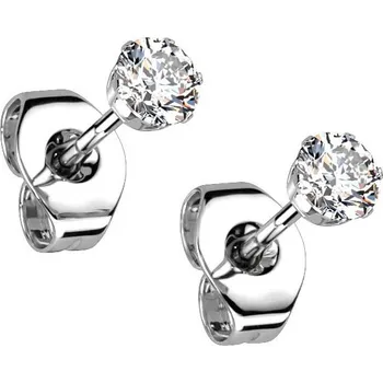 Náušnice Ocelové náušnice - čiré zirkony 2,5 mm