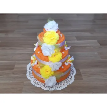 Sada ručníků a osušek Třípatrový dort z ručníků a osušek Elisa oranžová