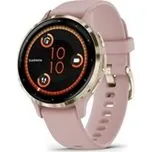 Garmin Venu 3S, Nerezová luneta Soft Gold, pouzdro Dust Rose, silikonový řemínek