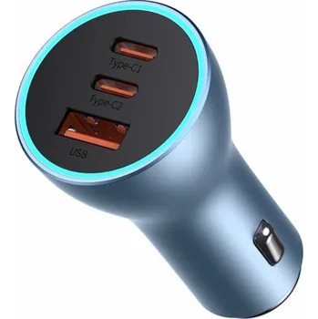 Rychlonabíječka do auta Baseus Golden Contractor Pro Triple USB+2xUSB-C 65W světle modrá