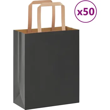 Dárková taška vidaXL Papírové tašky 50 ks s uchy černé 18x8x22 cm