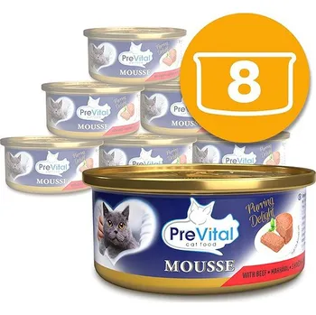 Krmivo pro kočku PreVital konzerva pro kočky hovězí 8 × 85 g