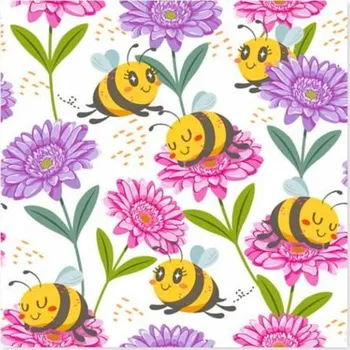 Papírový ubrousek SDOG 0407 01 Happy Bees on Flowers