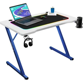 hrací stolek Praktický bílý herní stůl HERO 1.8 s modrou konstrukcí