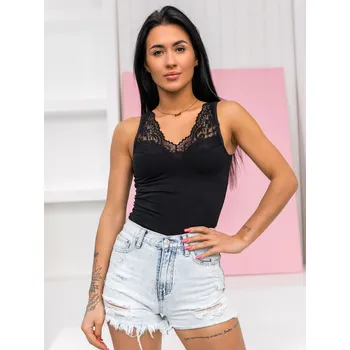 Dámské oblečení Černé dámské spodní tričko s krajkou Bolf 17K552 - S