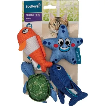 Hračka pro kočku ZooRoyal mořská zvířata s kočičí mátou 4dílná sada