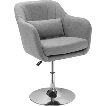 HOMCOM Pracovní stolička Otočná stolička do 136 kg, výškově nastavitelná, polyester podobný lnu, ocel, šedá, 60 x 60 x 79-91 cm