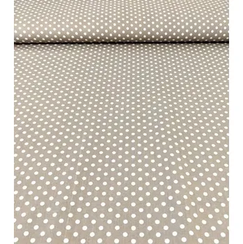 Bavlněná látka puntíky béžové 6 mm plátno 140cm | RTex