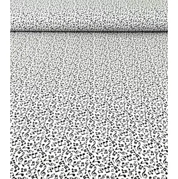 Bavlněná látka noty na bílé plátno 140cm | RTex