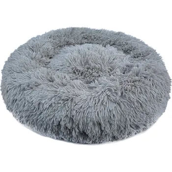 Pelíšek pro psa Hájek Pet Fashion Pelíšek Ponchik s dlouhým plyšem šedý 50 cm