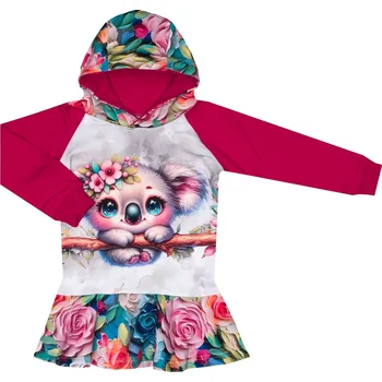 Mikinošaty s kapucí Kytičky s koalou - skladem Velikost: 86