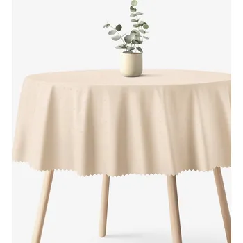 ubrus Sváteční kulatý teflonový ubrus - šampaň s lesklými obdélníčky Ø 100 cm