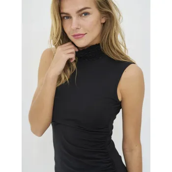 Dámské tričko Top Nu Denmark 8761-46 černý bez rukávů s efektním rolákem Velikost: 40