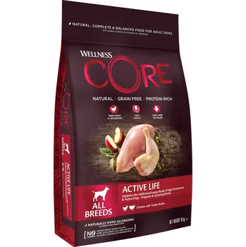 Wellness Core Dog Active Life All Breeds kuře a krůta 10kg