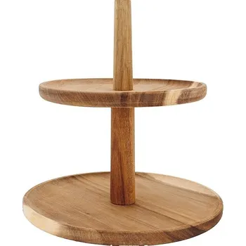 Cosy & Trendy Dvoupatrový etažér z akáciového dřeva, výška 50 mm, délka 230 mm, šířka 220 mm