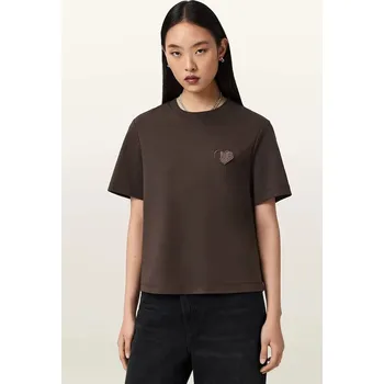 Pánské oblečení Bavlněné tričko AllSaints W205JC hnědá 88X, vel. M