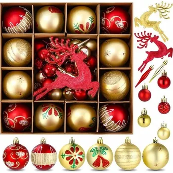 Vánoční dekorace 40 vánočních ozdob, plastové vánoční koule, malé a velké, 13 stylů vánočních dekorací, vánoční