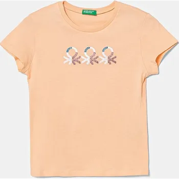 Dětská móda Dětské bavlněné tričko United Colors of Benetton 3I1XC10MZ.G.Seasonal oranžová 20X, vel. 160