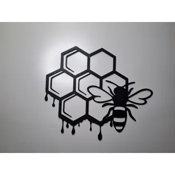 Žertovný předmět Dekorace včela - 3D Tisk - Černá (Dekorace s včelí tématikou na zeď )
