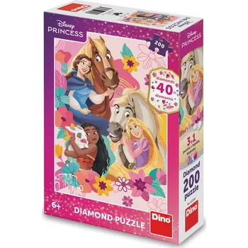 Hračka Dino Puzzle PRINCEZNY SE ZVÍŘÁTKY 200 dílků diamond