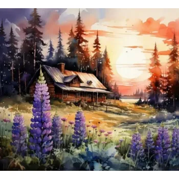 Puzzle NORIMPEX Diamantové malování Lesní chata 30x40cm